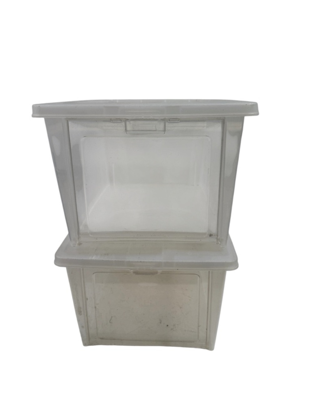 Rubbermaid Flip Front Clear Stackable Storage Bins - Set of 2 ~ Used 2X